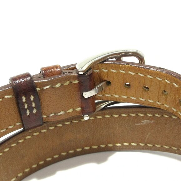 Auth HERMES Cape Cod Double Tour CC1.210 2****** Silver Brown Wrist Watch - Picture 10 of 12